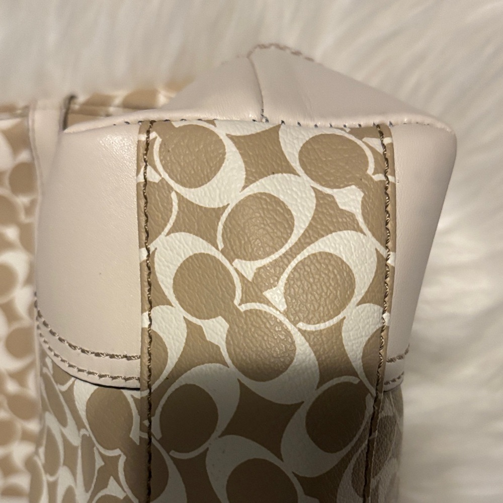 Coach Tan and Pink Heritage Stripe Signature Tote - Picture 8 of 10